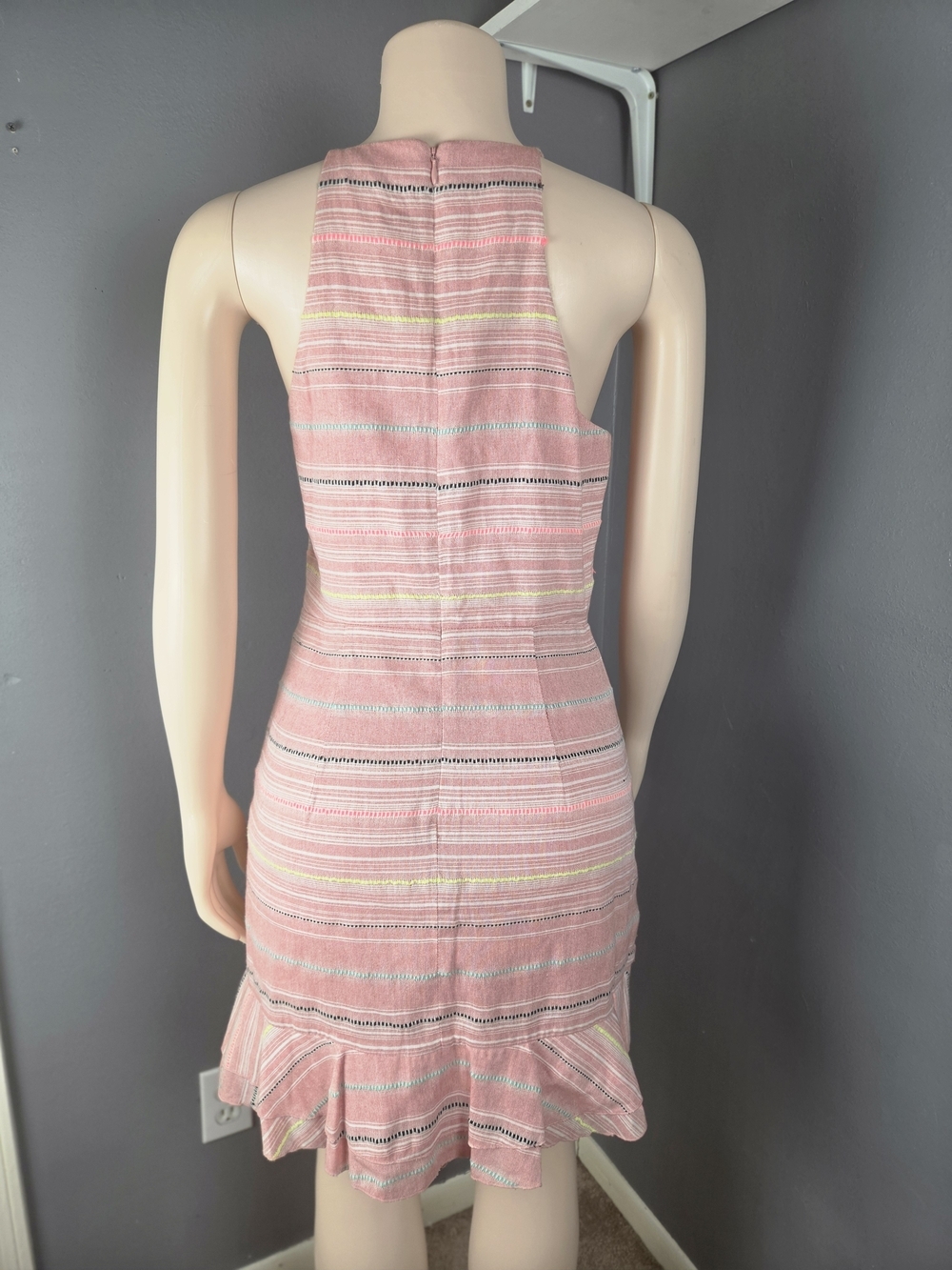 Pink Striped Ruffle Wrap Sundress - Picture 4 of 8